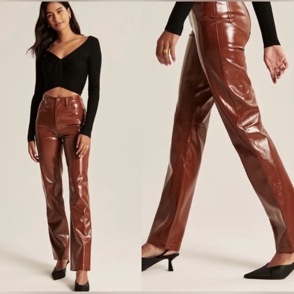 Abercrombie & Fitch Pants - Abercrombie & Fitch Vegan Leather 90's Straight Pants